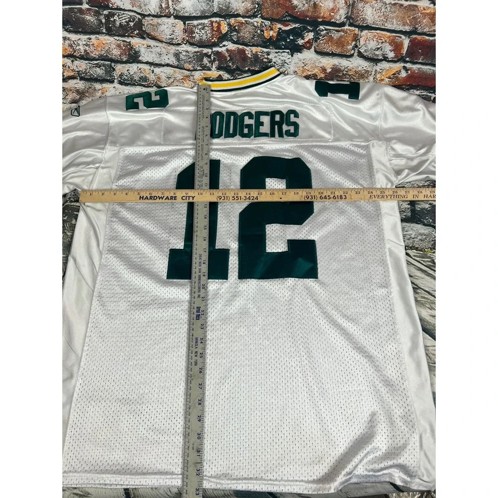 Reebok Green Bay Packers Aaron Rodgers 12 NFL Football Jersey White Size 56 - Picture 6 of 6